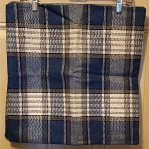 Plaid Pillow Cover Pair in Cream Blue and Tan with Hidden Zipper NWOT